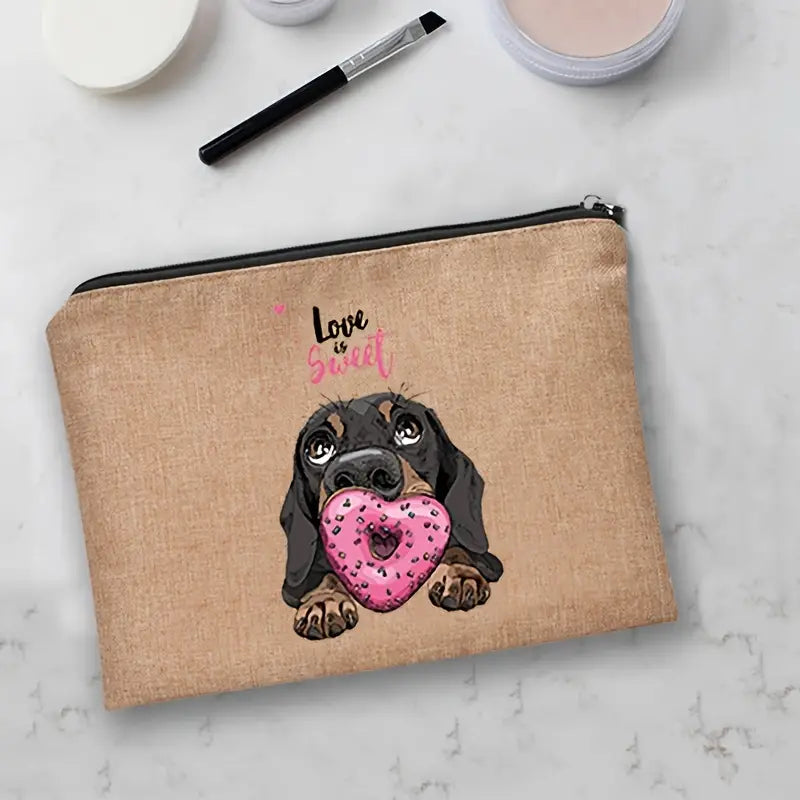 Cute Cartoon Dog Cosmetic Zipper Bag