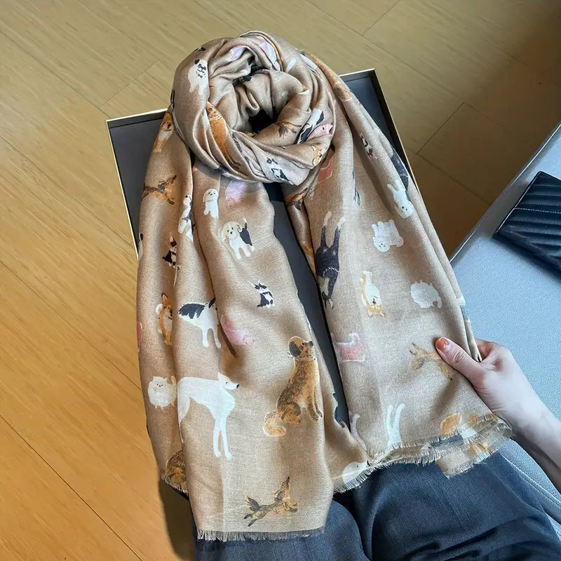 Stylish Soft Dog Pattern Scarf