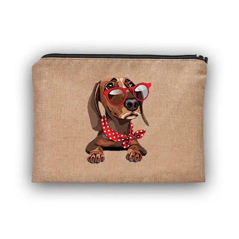 Cute Cartoon Dog Cosmetic Zipper Bag