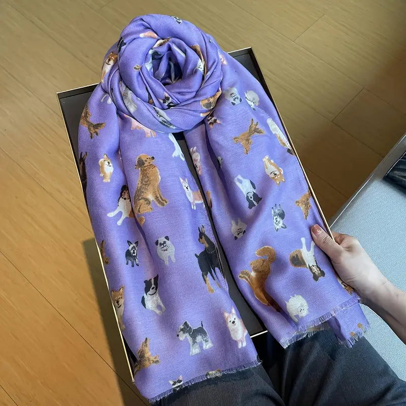 Stylish Soft Dog Pattern Scarf