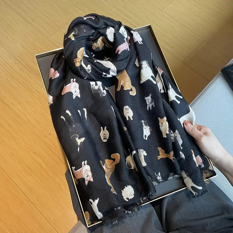 Stylish Soft Dog Pattern Scarf
