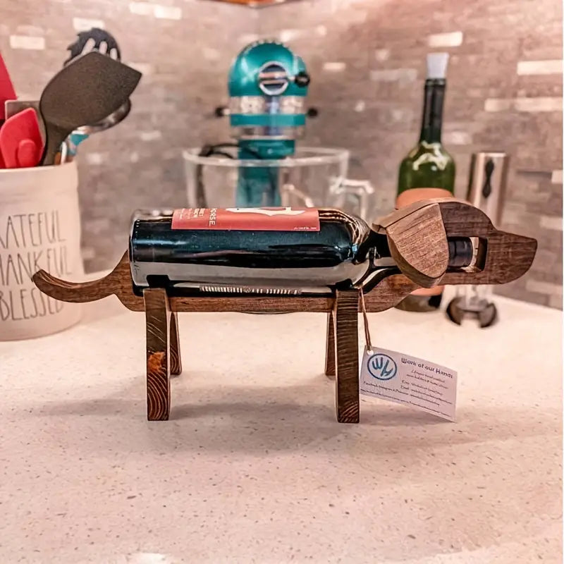 Wooden Dog Wine Rack