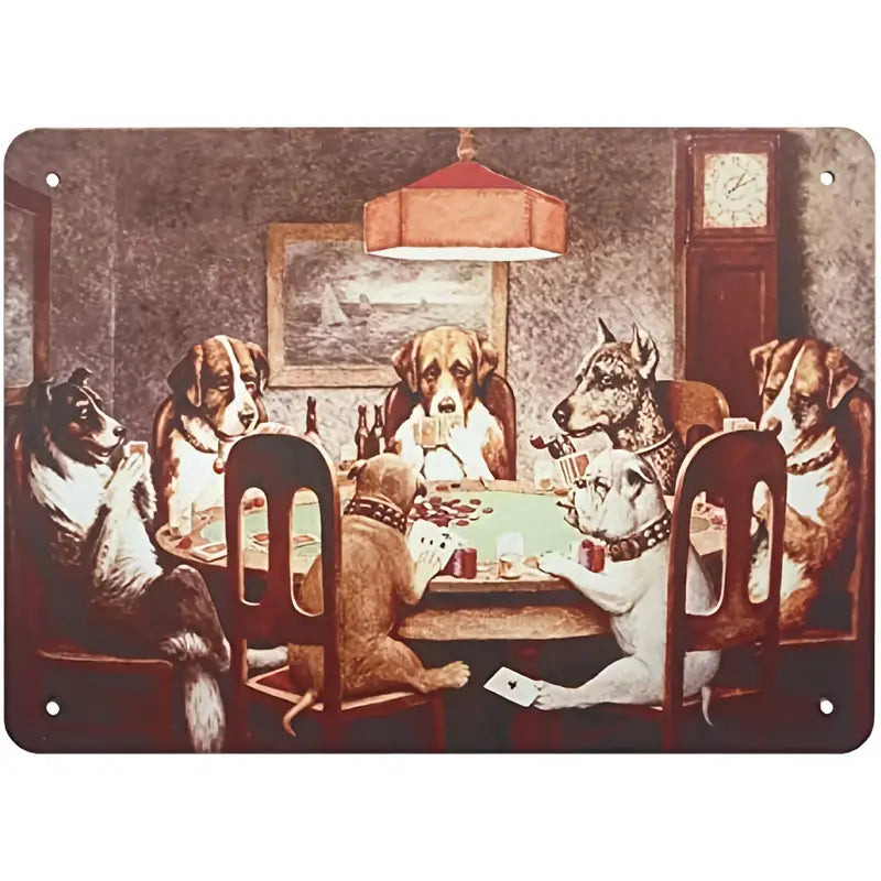 Vintage Dogs Playing Pool & Poker Metal Signs