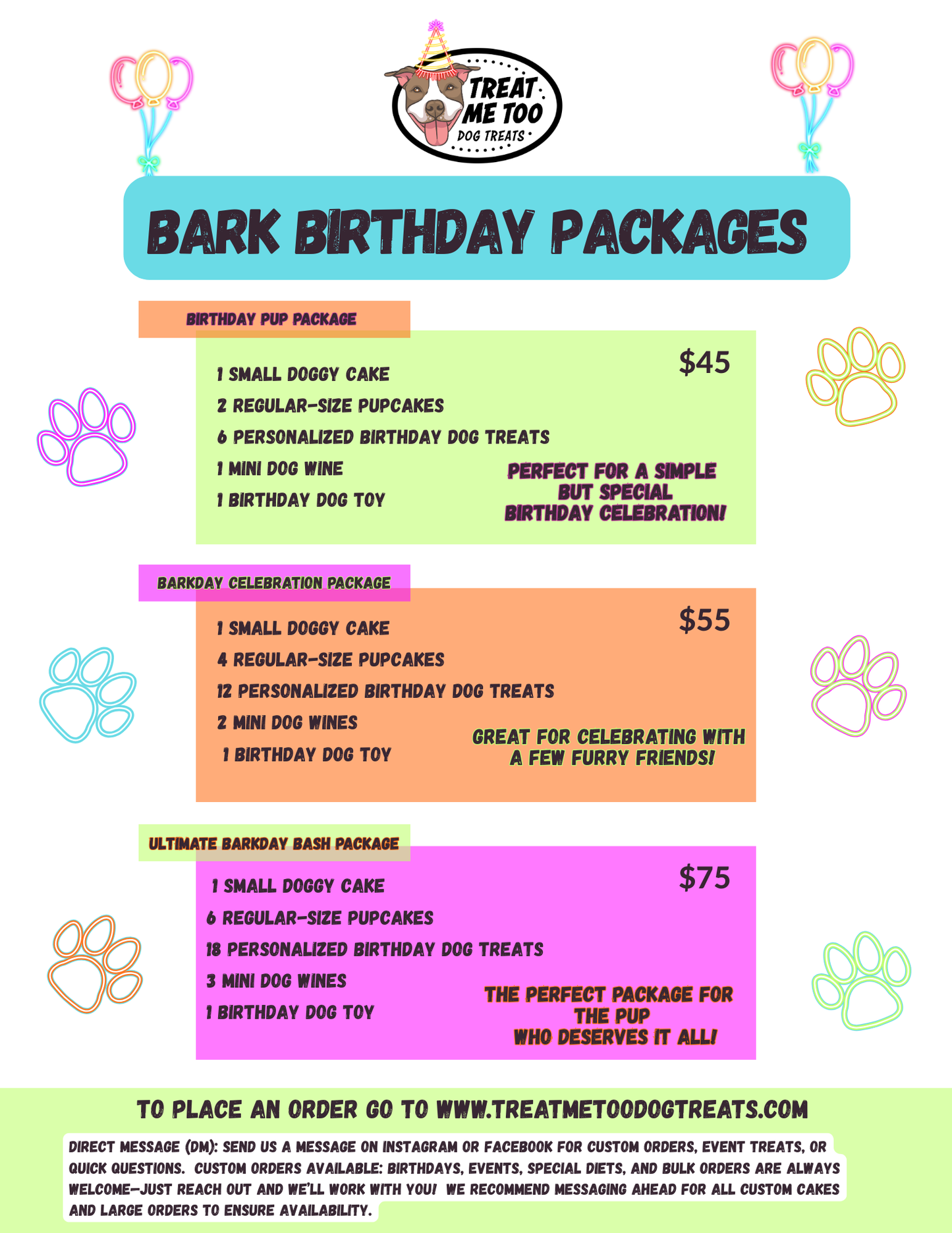 Bark Birthday Packages